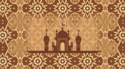 Elegant vintage gold border featuring an ornate ancient Thai temple design with floral patterns and antique golden architecture on a textured vector frame