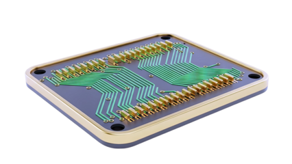 Close-up of a Golden-Edged Integrated Circuit Board
