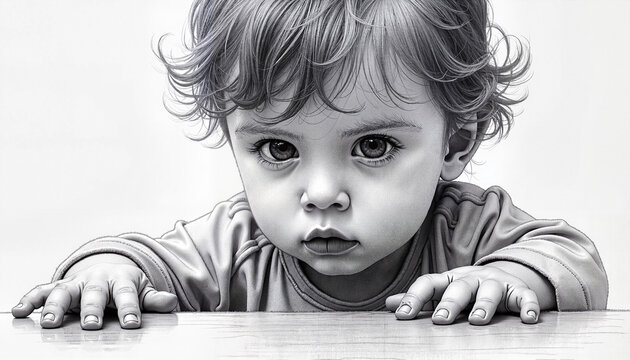 Child staring intently with curious expression
