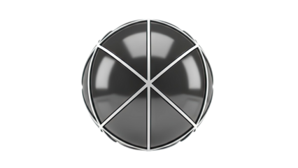 Glossy Black Sphere with White Geometric Grid