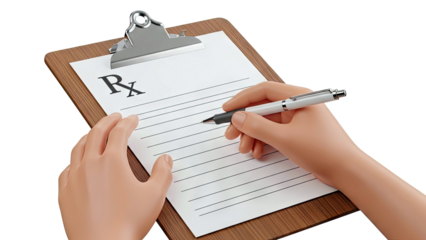 Hands Writing on Prescription Pad