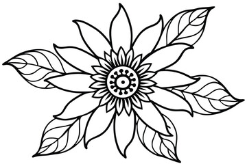 Obraz premium Clean Passion Flower Line Art - Black and White Vector Graphic