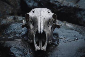 Animal Skull on Rock