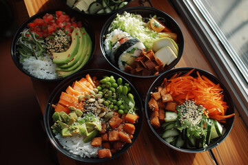 Business lunchboxes with food rations for a group meeting at a local restaurant in mid-afternoon