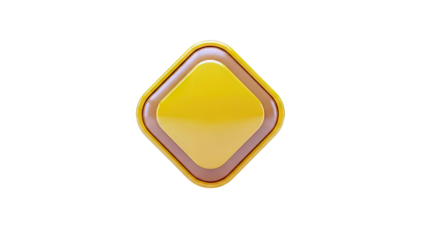 Yellow Diamond Shape with Brown and Gold Border