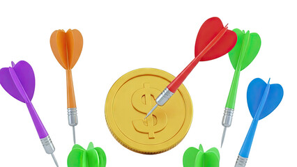 Darts Aiming at Dollar Coin
