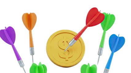 Darts Aiming at Dollar Coin