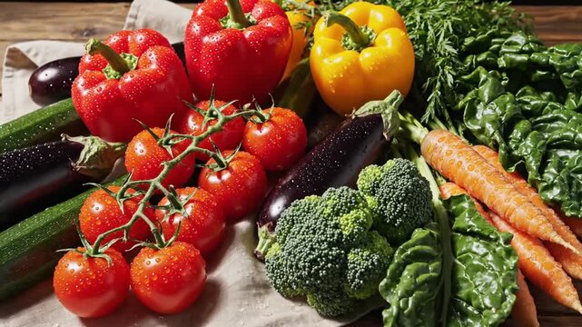 Fresh Organic Vegetables Assortment Showcasing Healthy Eating And Culinary Ingredients For Food