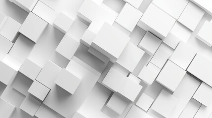 A modern abstract background featuring a complex arrangement of white blocks and geometric shapes