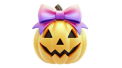 Cute Halloween Jack-o'-lantern with Pink and Purple Bow