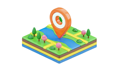 3D Isometric Map with Location Pin