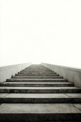 Minimalistic staircase ascends towards bright light, creating a sense of hope and aspiration, with soft gradients enhancing the serene ambiance of the scene