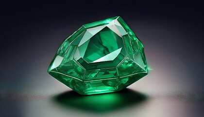 isolated cut emerald gemstone with green facets