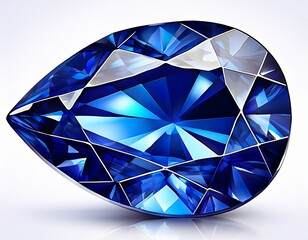 isolated cut sapphire gemstone with vivid blue color