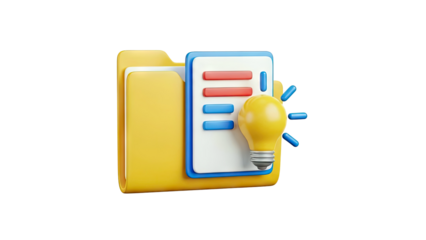 Folder Icon with Light Bulb and Document