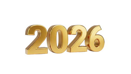 Golden 3D Numbers 2026