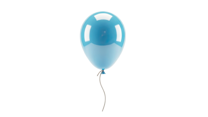 Single Blue Balloon Floating on White Background