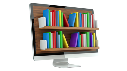 Computer Screen Displaying a Digital Bookshelf