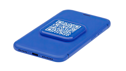 Blue Smartphone with QR Code Pop Socket