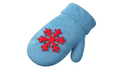 Blue Mitten with Red Snowflake Emblem