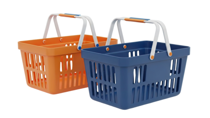 Two Modern Shopping Baskets: Orange and Blue