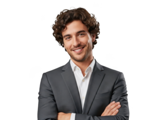 Businessman portrait isolated on transparent background