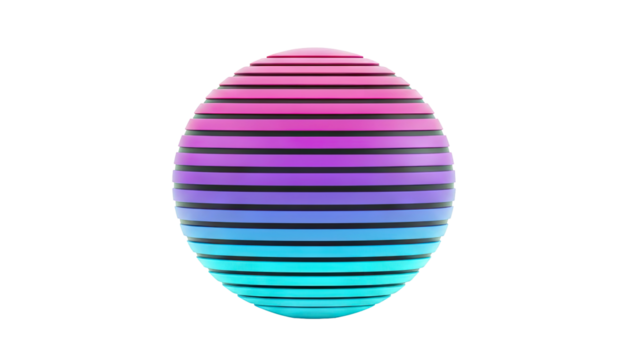 3D Abstract Oval Shape with Gradient Stripes - Powered by Adobe