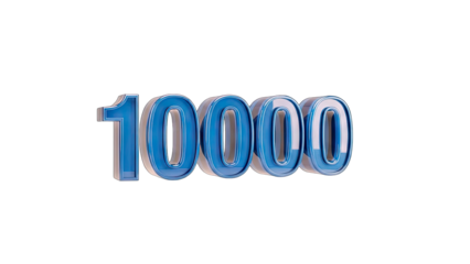 3D Blue Number 10000 on transparent background
