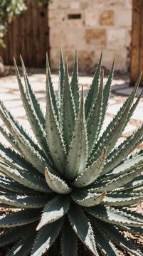 Agave plant close-up in sunlight on a sunny day