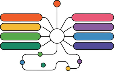 Fototapeta premium Colorful flowchart diagram in modern minimalist style with bright vibrant colors and clean lines for infographic template