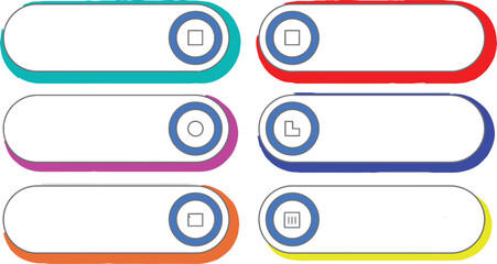 Obraz premium Colorful buttons with icons in modern minimalist design with bright vibrant colors and clean lines for user interface