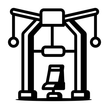 A linear style icon showing a lat pulldown