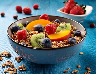 delicious bowl of fruit and granola mix