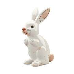 Obraz premium A white ceramic rabbit figurine with gold accents on transparent background