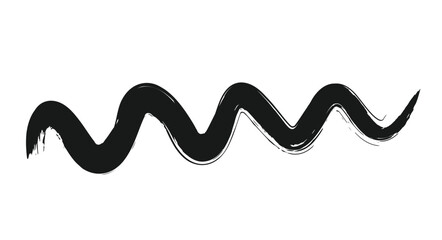 a single flowing black brushstroke creates a sinuous wave like form against a plain white background evoking artistic expression and abstract design elements