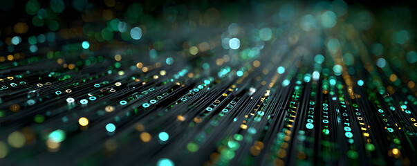 Futuristic binary code background for data transmission and cybersecurity concepts