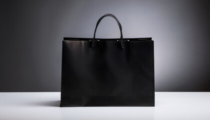 stylish black shopping bag ready for branding and retail promotions perfect for luxury goods or high end gifts isolated for your creative design
