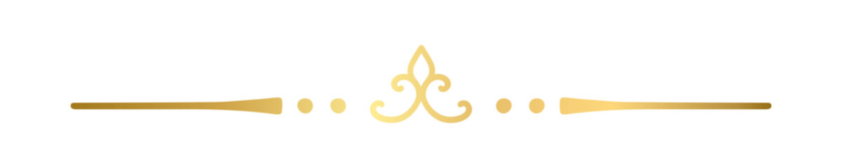 Gold text divider doodle. Wedding decorative element. Divider ornament, border, vintage line separator. Hand drawn vector illustration isolated on a transparent background