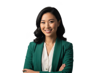 Professional woman smiling isolated on transparent background