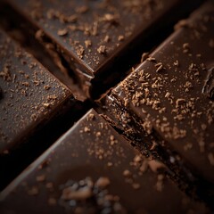 Delicious squares of chocolate, presented in a close-up shot