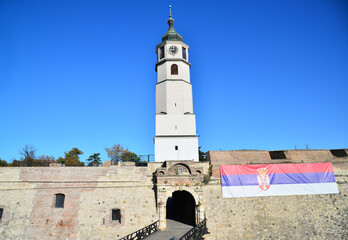 Obraz premium A view from the Clock Tower in Belgrade Fortress, the capital of Serbia.