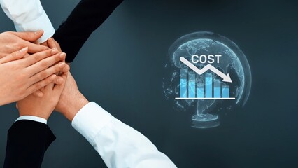 A group of hands joins together in a collaborative effort, symbolizing teamwork in a global cost...