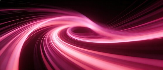 漆黒の空間で舞う桃色の光が描く幻想的な軌道