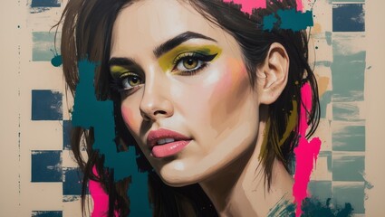 color ink portrait of a woman&mdash;generative ai