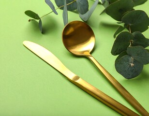 Talheres dourado estilosos 