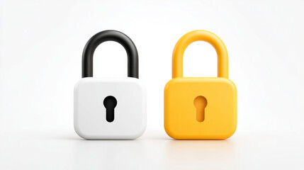 Naklejka premium Digital security concept with yellow and white padlock icons for online protection