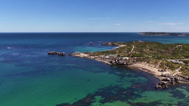 Perth Coastline, Western Australia &ndash; 4K Aerial Drone Footage of Cape Peron with Rocky Headland, Turquoise Water, Limestone Coastline, Islands, Shallow Reefs, Scenic Coastal Landscapes, Indian Ocean