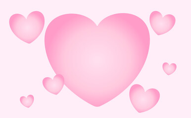 Vector icons of pink hearts for Valentine's Day. Vector banner with heart on pink background.