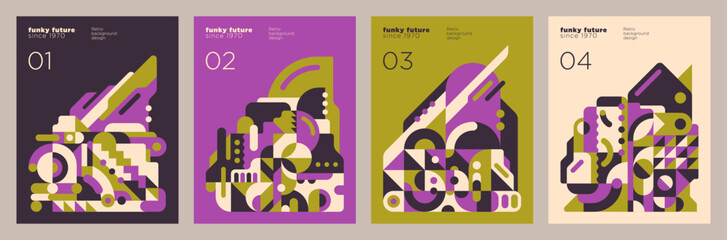 An abstract cover design set with a colorful geometric shapes. Vector illustration.