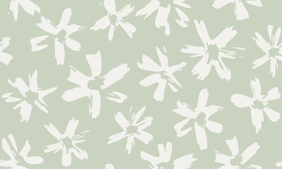 Vintage seamless floral pattern of cherry blossom or chamomile flowers in retro style. Vector seamless Japanese pattern of sakura flowers.